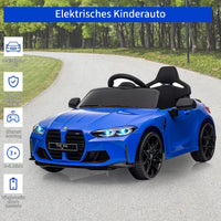 Garvee BMW M4 Kinder Elektroauto 12V, lizenzierter Elektro-Sportwagen mit Fernbedienung, Sicherheitsgurt, LED, USB/SD/Bluetooth, für Kinder 3–8 Jahre, Blau