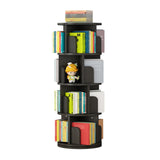 GARVEE Drehbares Bücherregal 360°, 4 Ebenen, 40 × 40 × 130 cm, Holz & Metall, Schwarz – für Wohnzimmer & Büro - Schwarz