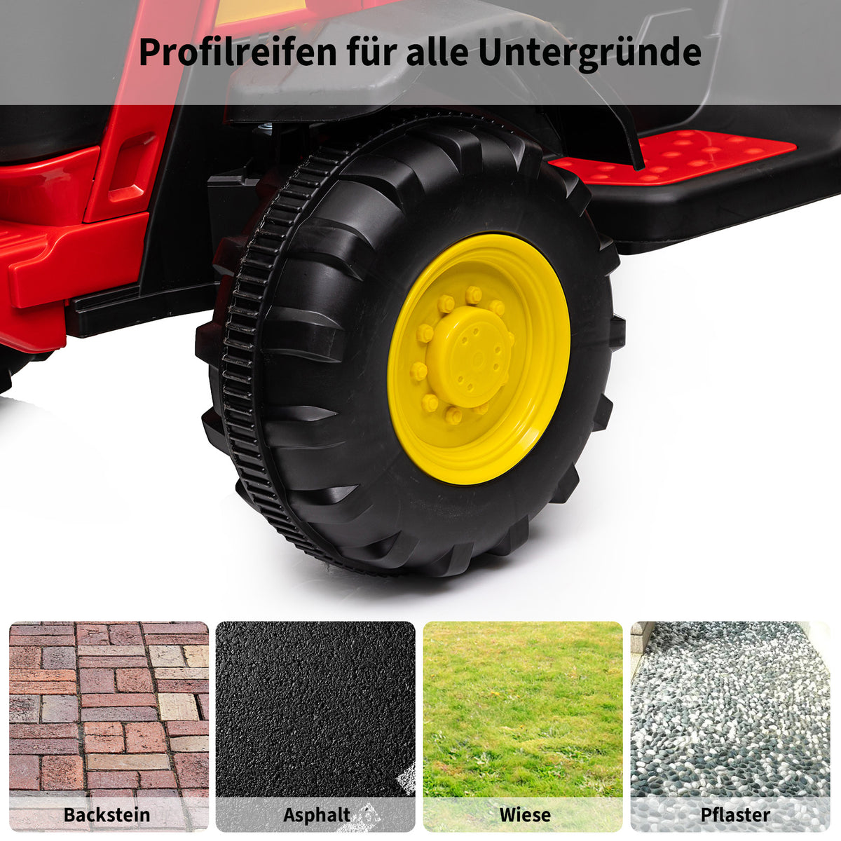 Garvee Kinder-Elektrotraktor 12 V mit abnehmbarem Anhänger, 2 × 35 W Motoren, Selbstfahrmodus und Eltern-Fernbedienung, LED-Licht und Musik, ab 3 Jahren