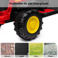 Garvee Kinder-Elektrotraktor 12 V mit abnehmbarem Anhänger, 2 × 35 W Motoren, Selbstfahrmodus und Eltern-Fernbedienung, LED-Licht und Musik, ab 3 Jahren