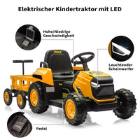 Garvee Kinder-Elektrotraktor 12 V mit Doppelmotor, 2 Geschwindigkeiten, LED-Licht, Hupe und Traktorengeräuschen, Aufsitzfahrzeug für Garten und Hof, ab 3 Jahren