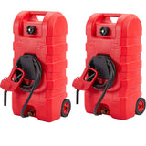Garvee mobiler Kraftstofftank 57 L mit Handpumpe, 305 cm Schlauch, 2 Messing-Absperrventilen, Rädern & Klappgriff, Rot - Rot
