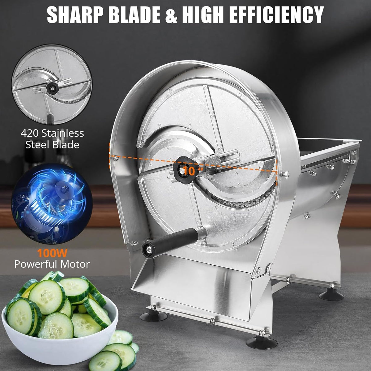 Garvee Edelstahl Gemüsehobel – Einstellbar, 0,2–10 mm, Multifunktional, Präzise Schnitte, Rostfrei, Spiralizer