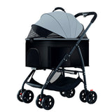 Garvee 3-in-1 Haustierbuggy faltbar mit abnehmbarer Transportbox, EVA-Rädern, Regenschutz, Plüschkissen, Sicherheitsleine und Bremsen, Hundebuggy für Hunde und Katzen