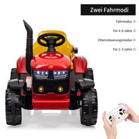 Garvee Kinder-Elektrotraktor 12 V mit abnehmbarem Anhänger, 2 × 35 W Motoren, Selbstfahrmodus und Eltern-Fernbedienung, LED-Licht und Musik, ab 3 Jahren