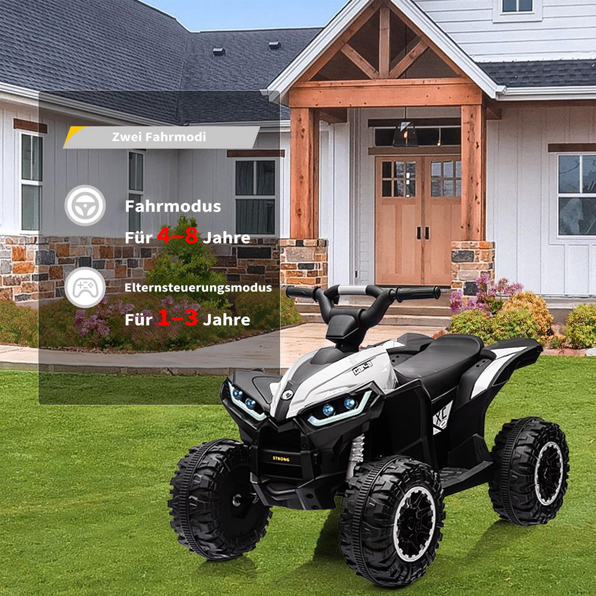 Garvee 12V Kinder-Quad, elektrisches ATV für Kinder mit Musikfunktion, Hupe und LED-Scheinwerfern, für Kinder von 3 bis 8 Jahren