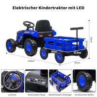 Garvee Kinder Elektrotraktor 12V, Doppelmotor, abnehmbarer Anhänger, Selbstfahrmodus und Eltern-Fernbedienung, LED-Licht und Musik, ab 3 Jahren