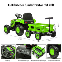 Garvee Kinder-Elektrotraktor 12 V mit Doppelmotor, 2 Geschwindigkeiten, LED-Licht, Hupe und Traktorengeräuschen, Aufsitzfahrzeug für Garten und Hof, ab 3 Jahren