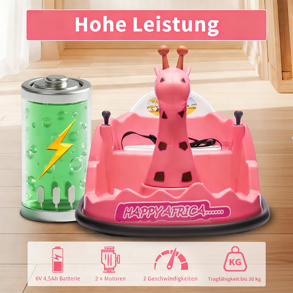 Garvee Elektro-Autoscooter für Kinder 360° Drehung Giraffe Design Pink mit LED für Kinder ab 2 Jahren
