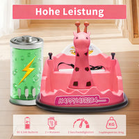 Garvee Elektro-Autoscooter für Kinder 360° Drehung Giraffe Design Pink mit LED für Kinder ab 2 Jahren