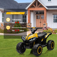 Garvee 12V Kinder-Quad, elektrisches ATV für Kinder mit Musikfunktion, Hupe und LED-Scheinwerfern, 83 × 53 × 56 cm, für Kinder von 3 bis 8 Jahren, Gelb