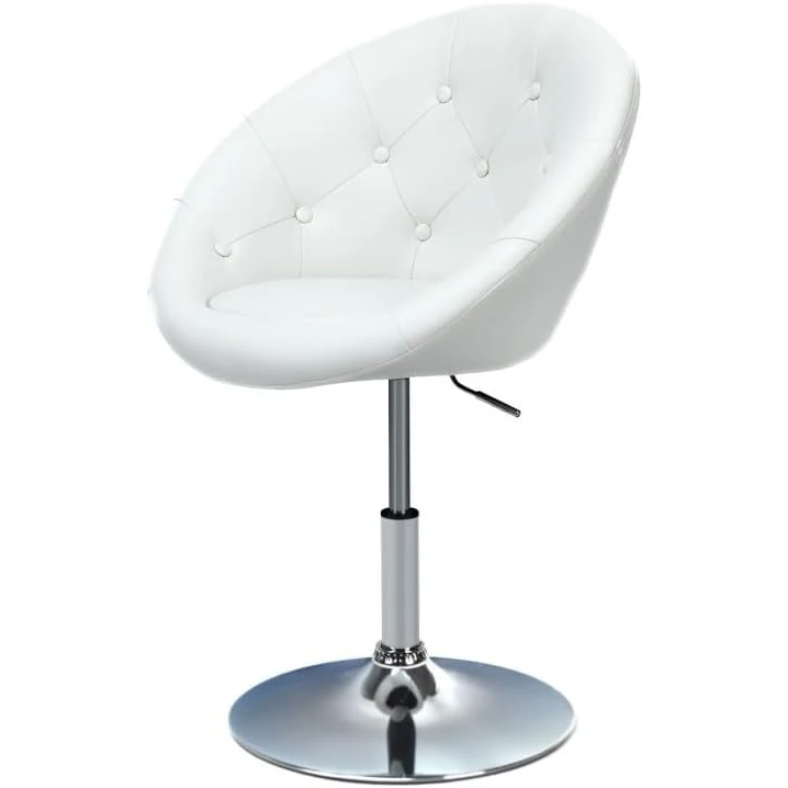 Garvee Barhocker Ergonomisch, Höhenverstellbar, 360° Drehbar, PU Leder, Mit Rückenlehne, Weiß