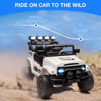 Garvee Weiß Kinder Elektroauto Geländewagen 12V mit Fernbedienung, 2-Sitzer, 5 km/h, Musik & LED-Lichter, 3-5 Jahre