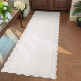 Garvee Wellenrand Teppich Läufer 60x180 cm Beige Faux Cashmere Weicher Tritt Rutschhemmend TPR Low Pile Pflegeleicht Flur Küche Eingangsbereich - Beige