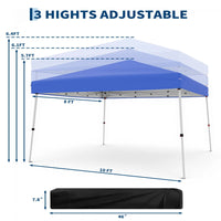 Garvee Faltpavillon 3 × 3 m, Pop-up Pavillon mit UPF 50+ Sonnenschutz, 210D Oxford-Dach, höhenverstellbarem Stahlrahmen & Tragetasche, Blau