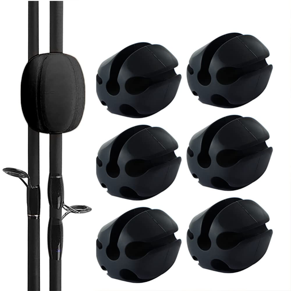 Garvee Angelrutenhalter 6er-Set, Silikon, Flexibel, Mit Gummikugelclip, Für Outdoor Angeln, Schwarz