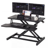 Garvee Höhenverstellbarer Schreibtischaufsatz, 80 × 40 cm Sitz-Steh-Schreibtischaufsatz mit Tastaturablage, stabiler Stahlrahmen, kompakter Monitorständer für Homeoffice und Büro - Schwarz