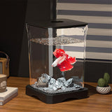 Garvee 7,6 L Aquarium-Komplettset für Kampffische, Glas-Aquarium mit Filter, kompaktes Betta-Fischbecken als Deko-Aquarium für Zuhause & Büro, Schwarz - Schwarz
