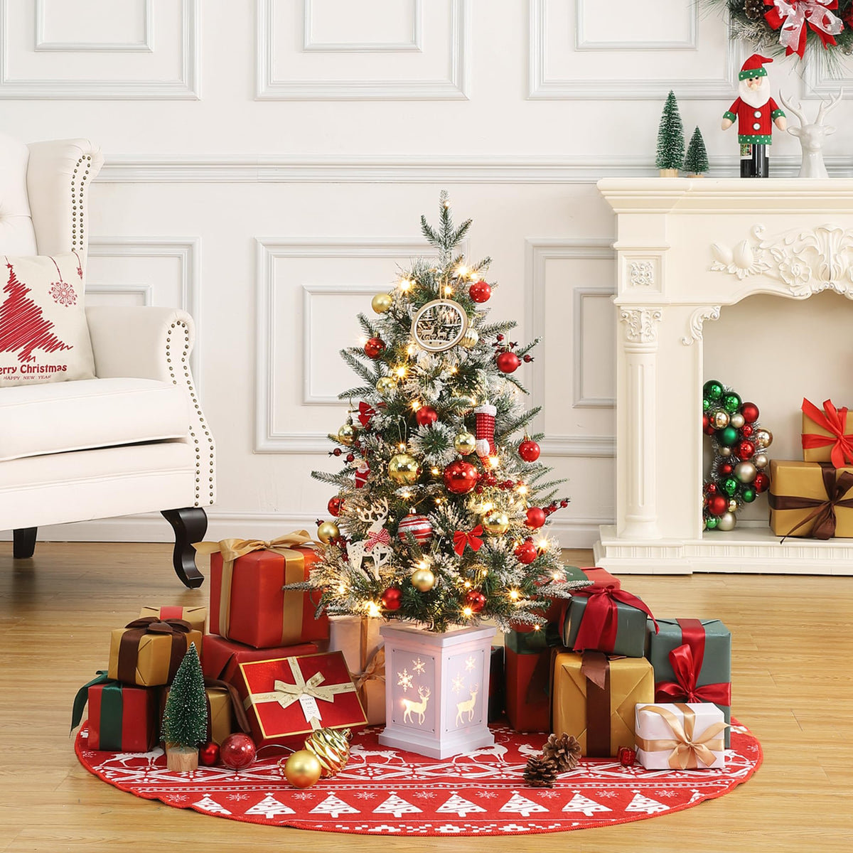 Garvee Weihnachtsbaum künstlich 1 Stück – 3ft, 78 Faseroptik LED, 8 Lichtmodi, Elch-Basis
