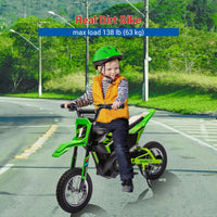 Garvee Kinder Elektro-Crossbike 24 V, 250-W-Motor, bis 22 km/h, Metallfederung, Luftreifen, Ledersitz, Grün, 6–12 Jahre