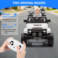 Garvee Weiß Kinder Elektroauto Geländewagen 12V mit Fernbedienung, 2-Sitzer, 5 km/h, Musik & LED-Lichter, 3-5 Jahre