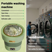 Garvee Mini Waschmaschine 12 L, 2-in-1 Mit Schleuder, Faltbar, Leise, Für Wohnung & Camping, Grün