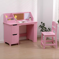 GARVEE Kinderschreibtisch mit Stuhl, Holz Schreibtisch-Set mit Stauraumfach, Ergonomisch und Stabil, Ideal zum Lernen, Lesen, Malen und Schreiben, Rosa