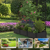 Garvee Hochbeet 3-Teilig Mit Rankgitter, Kunststoff, Windfest, Für Balkon & Garten, 127×160 cm, Schwarz