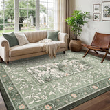 Garvee Waschbarer Faltbarer Teppich Kaschmir-Optik Weich & Pflegeleicht 100% Polyester Rutschfeste TPR-Rückseite Bedruckt Wohnzimmer Schlafzimmer Flur - Grün