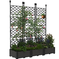 Garvee Hochbeet 3-Teilig Mit Rankgitter, Kunststoff, Windfest, Für Balkon & Garten, 127×160 cm, Schwarz