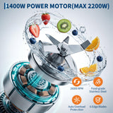 Garvee Leistungsstarker Standmixer – 1400W Mixer für Smoothies, Suppen & Dips – 2L BPA-freier Krug, 9 Geschwindigkeitsstufen, Timer, Crush-Funktion, Edelstahlmesser – Farbe: Dunkelgrau mit 300ml To-Go-Becher