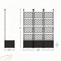 Garvee Hochbeet 3-Teilig Mit Rankgitter, Kunststoff, Windfest, Für Balkon & Garten, 127×160 cm, Schwarz