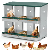 Garvee 2-stöckiges Legenest für Hühner, 6 Fächer, Hühnernistkasten aus verzinktem Stahl mit Eierauffangschale & Lüftungslöchern, für Hennen & Geflügel - Grün
