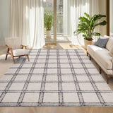 Garvee Geometrischer Linien-Teppich 4 Farben, 6 Größen, Waschbar, Rutschfest, 0,4 cm flach, 100% Polyester, TPR-Rückseite, Wohnzimmer & Flur - Beige