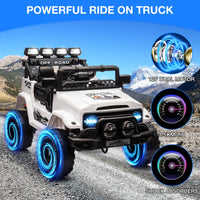 Garvee Weiß Kinder Elektroauto Geländewagen 12V mit Fernbedienung, 2-Sitzer, 5 km/h, Musik & LED-Lichter, 3-5 Jahre