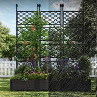 Garvee Hochbeet 3-Teilig Mit Rankgitter, Kunststoff, Windfest, Für Balkon & Garten, 127×160 cm, Schwarz