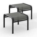 Garvee Textilene Outdoor Fußhocker Klappbar, Robuster Eisenrahmen, Wasserabweisend & UV-beständig, Textilene-Gewebe, Vielseitig als Sitzplatz & Beistelltisch, Grau, Für Terrasse & Balkon - Grau