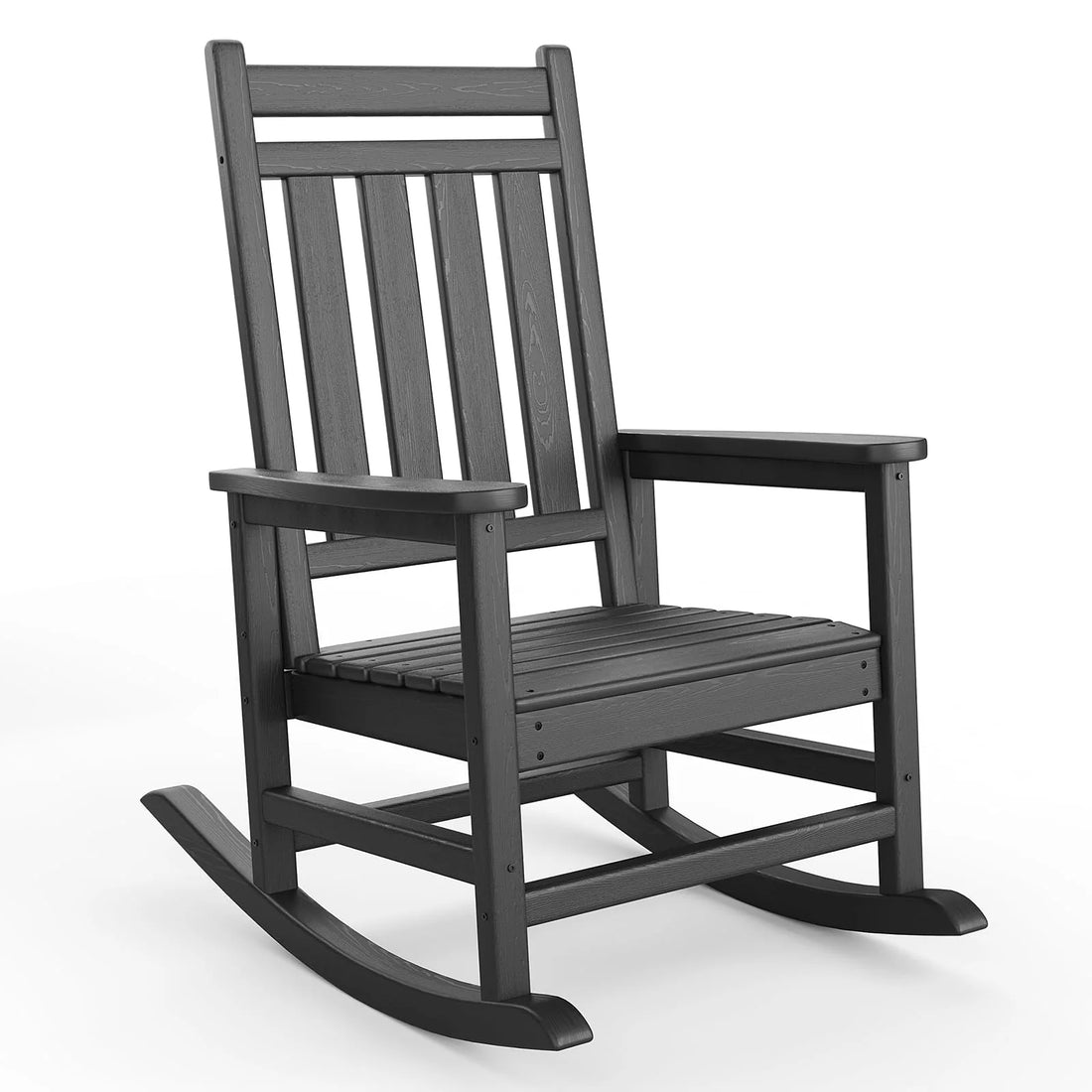 Garvee Adirondack Schaukelstuhl aus HDPE – Wetterfest, Ergonomisch, Hohe Rückenlehne, Schwarz, Für Garten & Terrasse