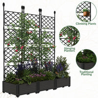 Garvee Hochbeet 3-Teilig Mit Rankgitter, Kunststoff, Windfest, Für Balkon & Garten, 127×160 cm, Schwarz