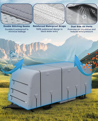 Garvee Wohnmobil-Abdeckung für 6,7 × 2,7 × 2,7 m Wohnwagen, Extra Dicke Wasserfeste Rip-Stop-Schicht, Grau, Outdoor-Schutz, Inklusive Reifenabdeckungen & Reparaturflicken
