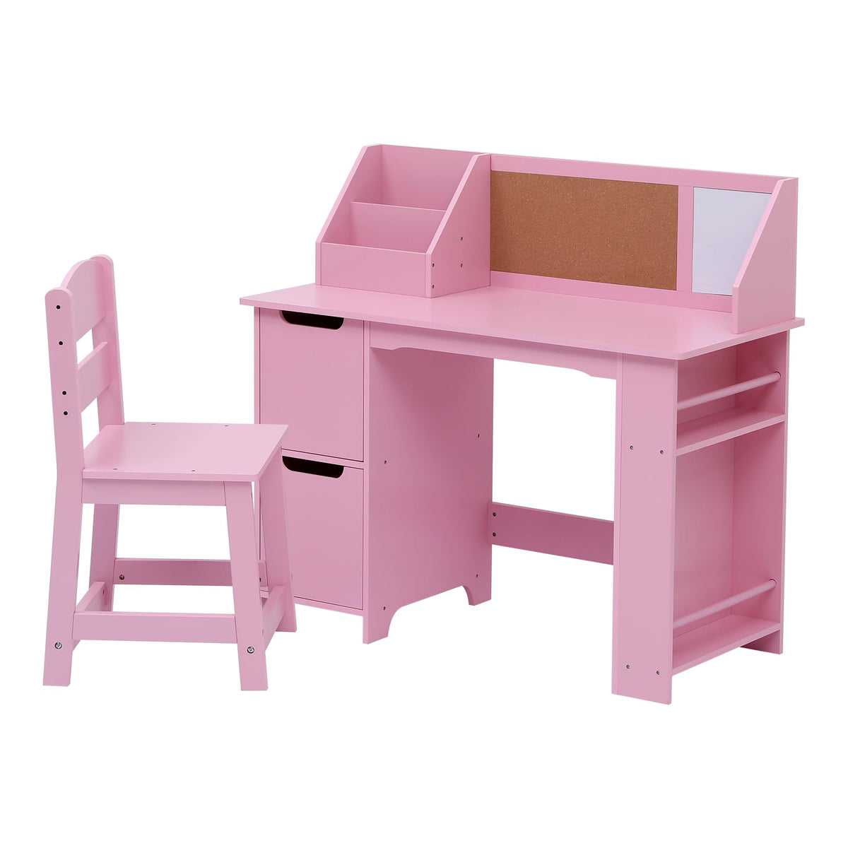 GARVEE Kinderschreibtisch mit Stuhl, Holz Schreibtisch-Set mit Stauraumfach, Ergonomisch und Stabil, Ideal zum Lernen, Lesen, Malen und Schreiben, Rosa