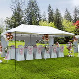 Garvee Pop Up Pavillon 3×6 m, Mit 6 Seitenwänden, Höhenverstellbar, Für Partys & Gewerbe, Weiß - Weiß