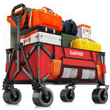 Garvee XXL Bollerwagen Faltbar 200L 200kg Tragkraft Carbonstahlrahmen 600D Oxford Stoff Offroad Räder Bremsen Kompakt Camping Garten Ausflug - Rot