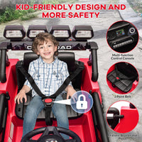 Garvee Rot Kinder Elektroauto Geländewagen 12V mit Fernbedienung, 2-Sitzer, 5 km/h, Musik & LED-Lichter, 3-5 Jahre