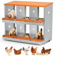 Garvee 2-stöckiges Legenest für Hühner, 6 Fächer, Hühnernistkasten aus verzinktem Stahl mit Eierauffangschale & Lüftungslöchern, für Hennen & Geflügel