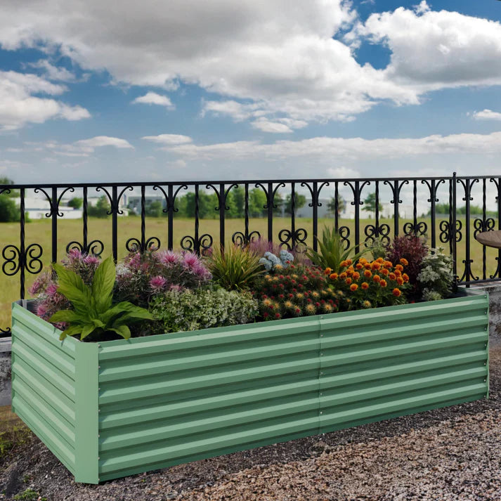 Garvee Metall Hochbeet 180×90×60 cm, verzinkter Stahl, rostfrei & wetterfest, stabiler Pflanzkasten für Gemüsebeet, Blumenbeet & Garten, rechteckig Grün