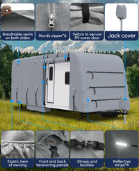 Garvee Wohnmobil-Abdeckung für 7,3 × 2,7 × 2,7 m Wohnwagen, Extra Dick, Wasserdicht, reißfestes Material, Grau, Outdoor-Schutz