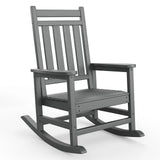Garvee Adirondack Schaukelstuhl HDPE, Wetterfest, Ergonomisch, Hohe Rückenlehne, Für Garten, Grau - Grau