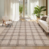 Garvee Geometrischer Linien-Teppich 4 Farben 6 Größen Waschbar Rutschfest TPR-Rückseite 0,4 cm flach Polyester Wohnzimmer Schlafzimmer Flur - Braun