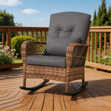 Garvee Garten-Schaukelstuhl mit Kissen in Rattan-Optik für Terrasse & Garten - Grau